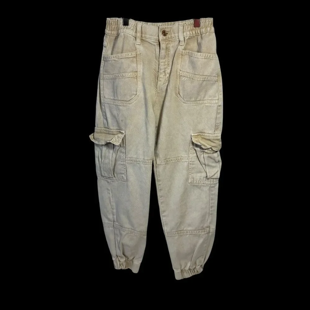 Free People We The Free Women's‎ Tan High Waist Pull On Cargo Pants Sz XS